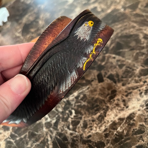 Eagle leather works leather belt with stag belt buckle size 34 - Picture 10 of 11